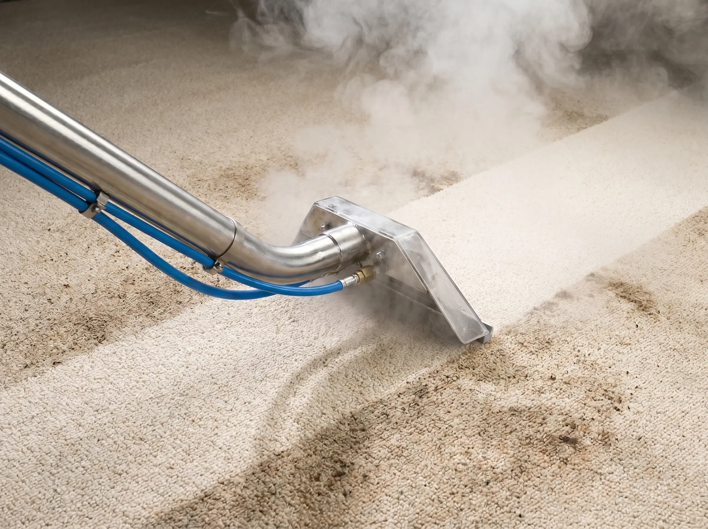 Steam extraction wand cleaning carpet
