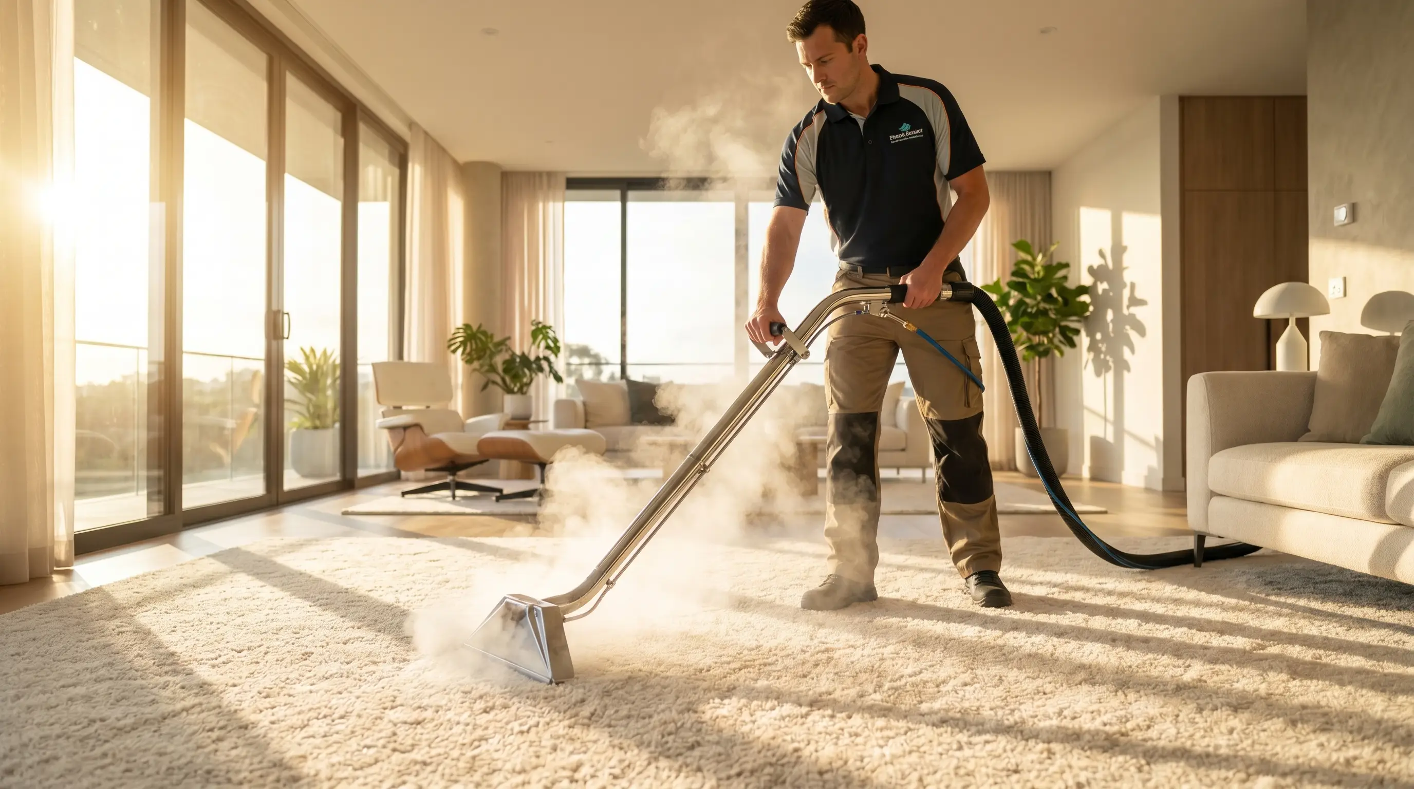 Professional carpet cleaning in a luxury Orange County home